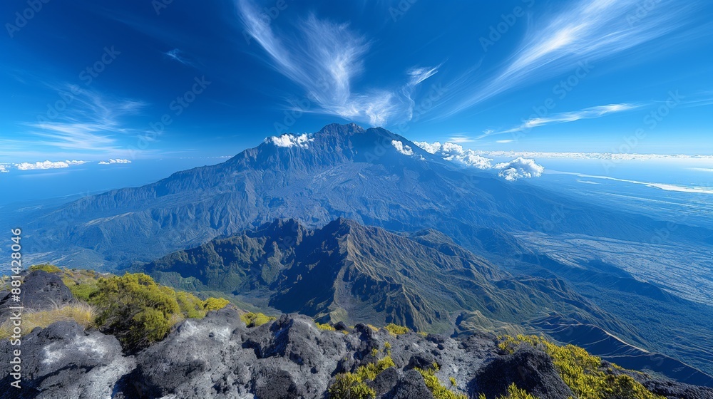 Fototapeta premium Majestic Panoramic View from Puncak Jaya Summit, Highest Peak in Oceania