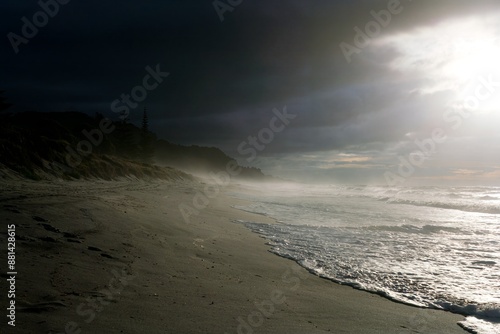 a hazy day on the beach photo