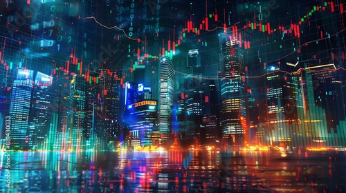 Wallpaper Mural business background market charts in the night Torontodigital.ca