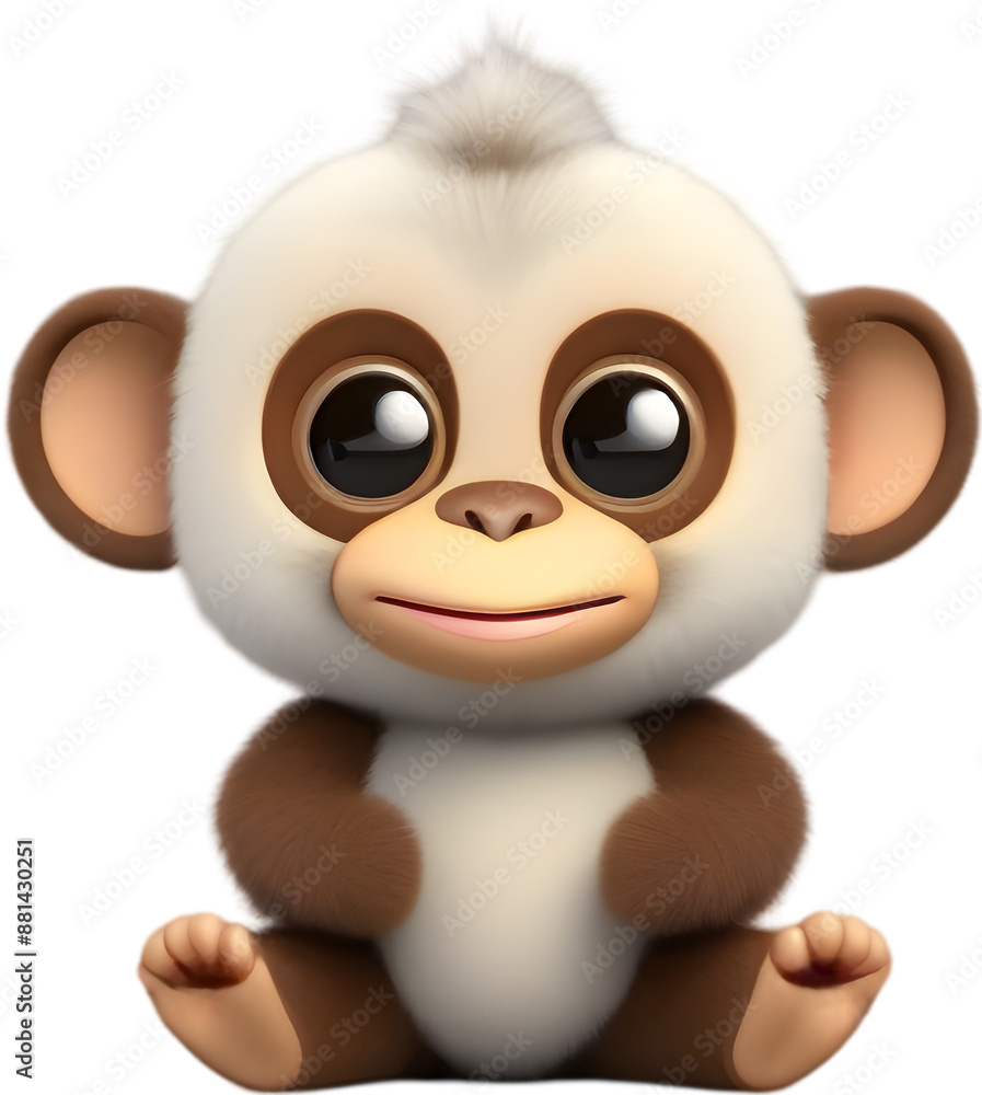 Naklejka premium Adorable Cartoon Monkey Illustration with Fluffiness. 