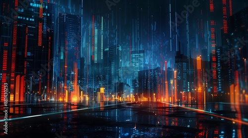 Wallpaper Mural business background market charts in the night Torontodigital.ca