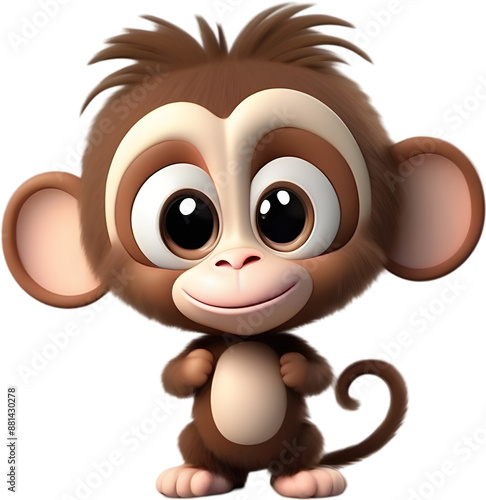 Adorable Cartoon Monkey Illustration with Fluffiness. 