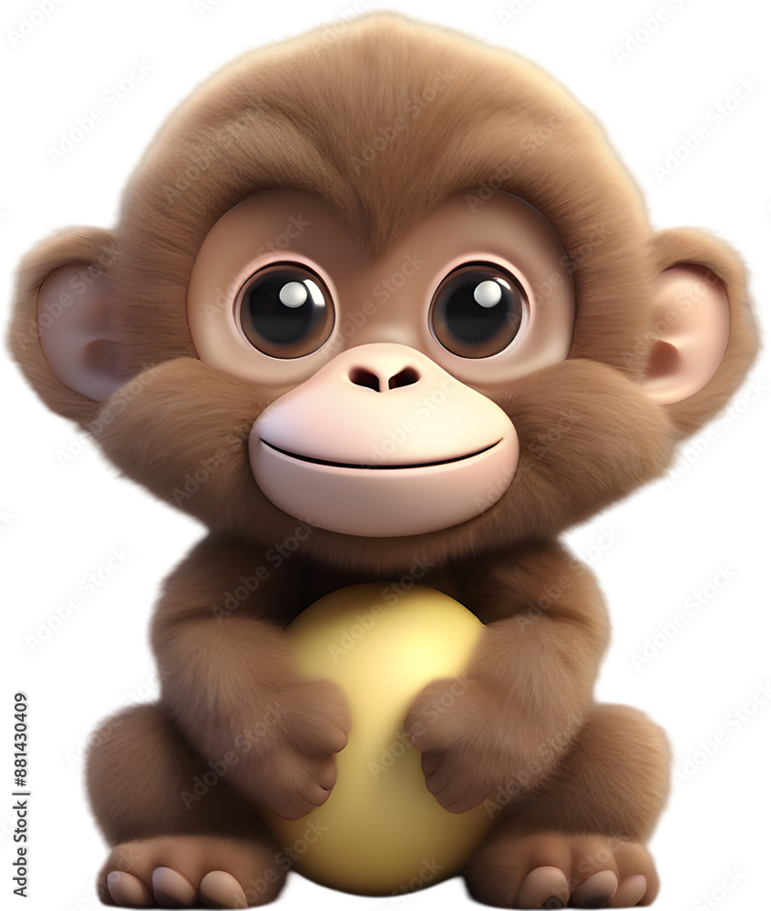 Fototapeta premium Adorable Cartoon Monkey Illustration with Fluffiness. 