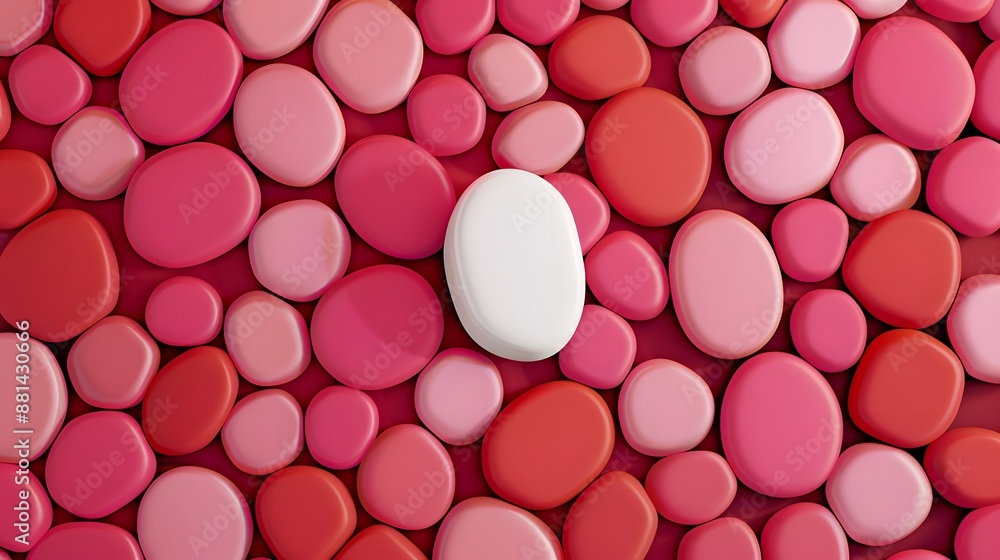Unique White Stone Amidst Pink Pebbles Background Unique White Stone Amidst Pink Pebbles Background