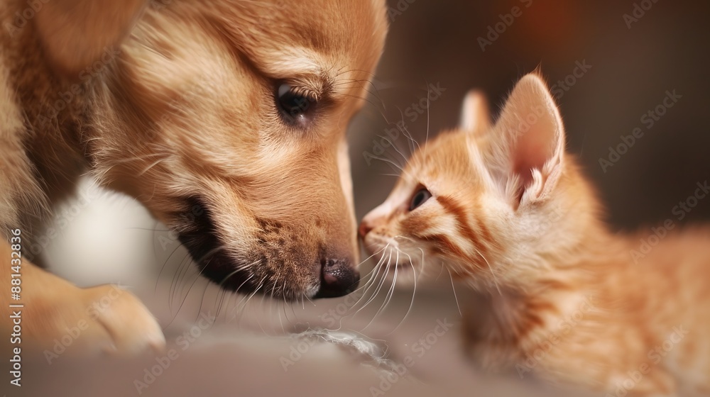 Playful Bonding: Puppy and Kitten Enjoying Furry Friendship with Dog and Cat During Playtime Playful Bonding: Puppy and Kitten Enjoying Furry Friendship with Dog and Cat During Playtime