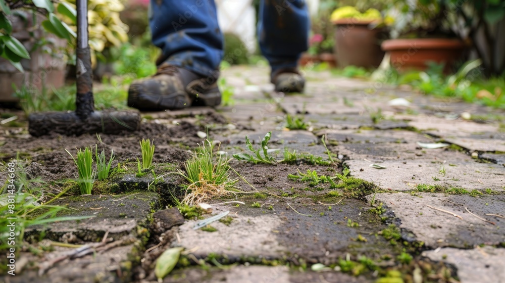 Garden Pavement Maintenance Weed Removal by Gardener Garden Pavement Maintenance Weed Removal by Gardener