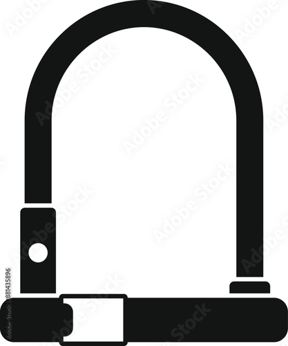 Black bike u lock for protecting a bicycle from theft