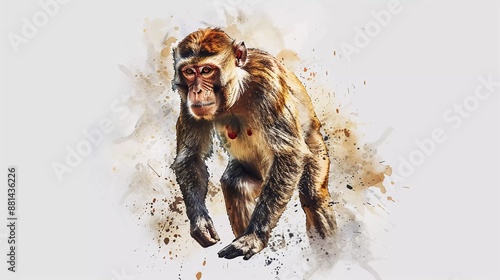 monkey Watercolor illustration style. Isolated on white background. Creative conceptual art which is very beautiful © Harjo