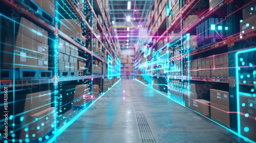 Wallpaper Mural Smart warehouse management system using augmented reality technology to identify package picking and delivery . Future concept of supply chain and logistic business Torontodigital.ca