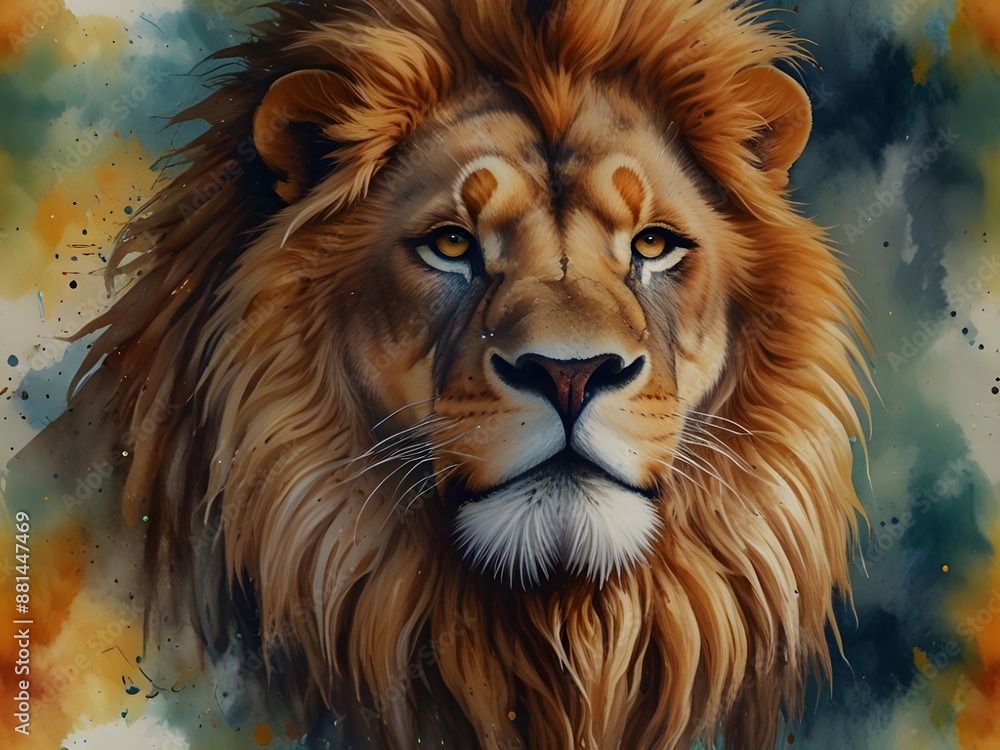 illustration of beautiful animal lion is facing on mix colors background illustration of beautiful animal lion is facing on mix colors background