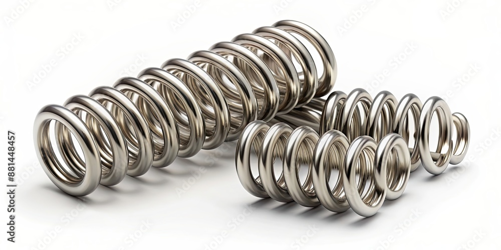 Metal springs render on white background, metal, springs,render,steel, twisted, coil, flexible, mechanical, industrial Metal springs render on white background, metal, springs,render,steel, twisted, coil, flexible, mechanical, industrial