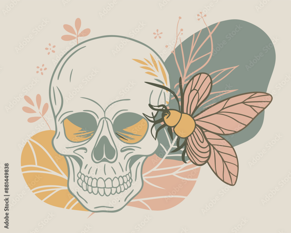 Fototapeta premium skull and bee v11