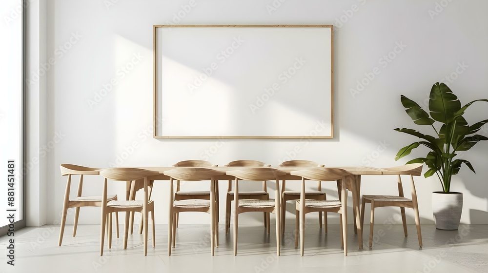 Mock-up poster frame in spacious modern dining room Mock-up poster frame in spacious modern dining room