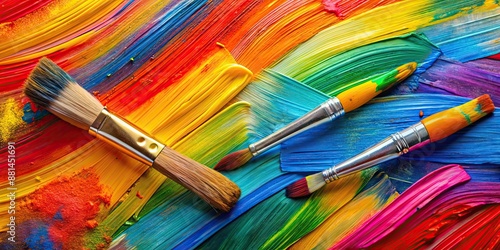 Vivid abstract brush strokes on a bright background canvas, abstract, bright, colorful, vibrant, art, painting