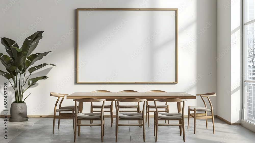 Mock-up poster frame in modern dining room Mock-up poster frame in modern dining room