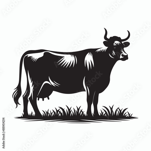 cow silhouette vector on white background