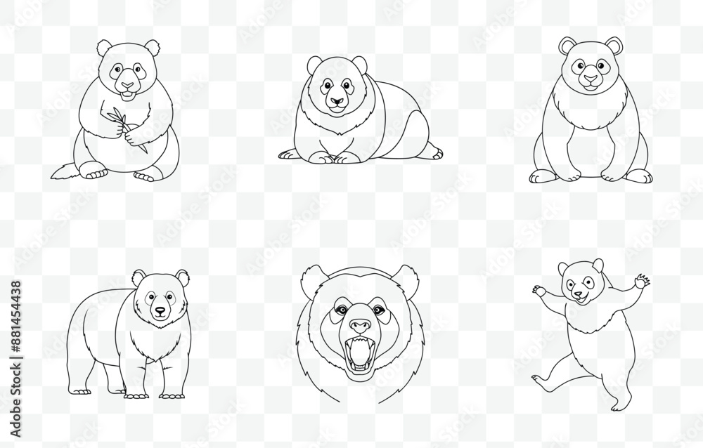 Print Giant Panda Line Art Vector Set for Graphic Design and Illustration Projects Featuring Cute Panda Designs Print Giant Panda Line Art Vector Set for Graphic Design and Illustration Projects Featuring Cute Panda Designs