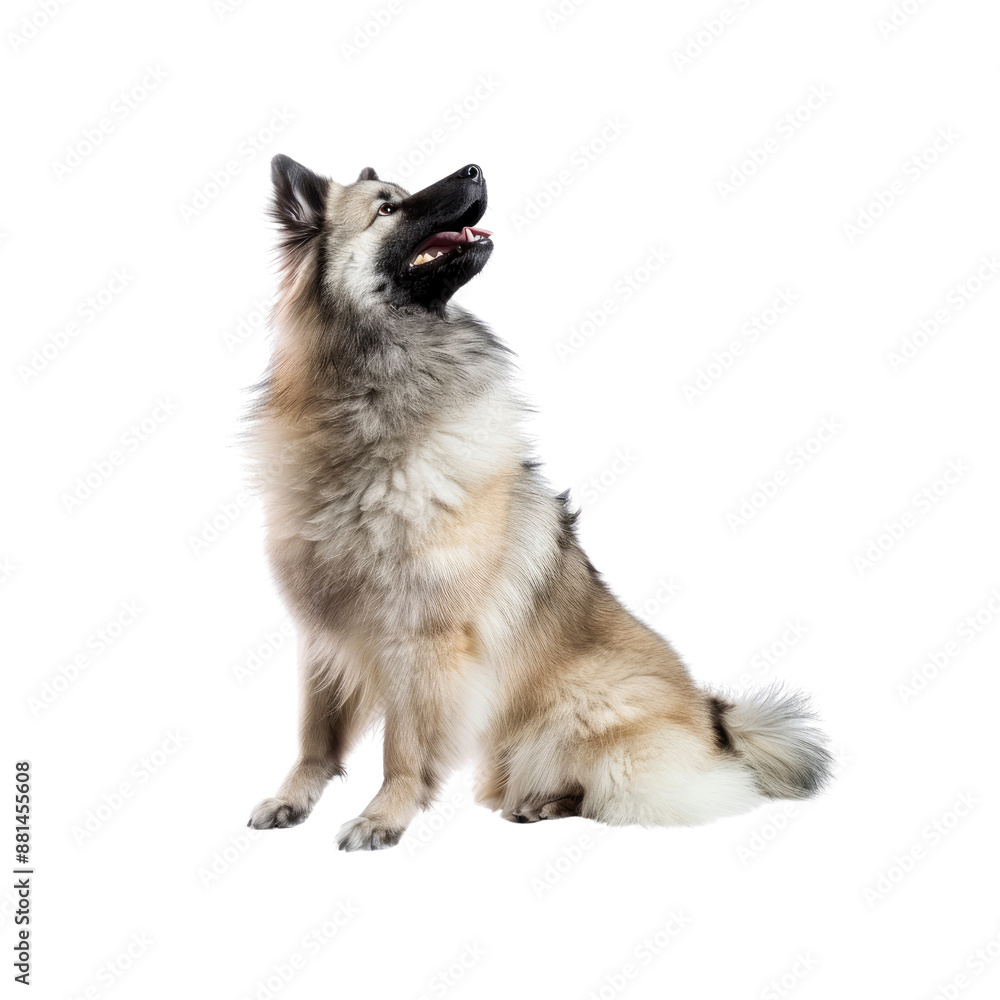 Obraz premium Keeshond Detects Unseen Guests, Isolated on transparent background