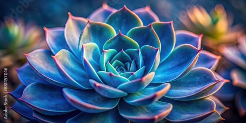 Minimalist close-up of a deep blue Echeveria Sunset succulent, succulent, plant, blue, Echeveria, Sunset, minimal, close-up