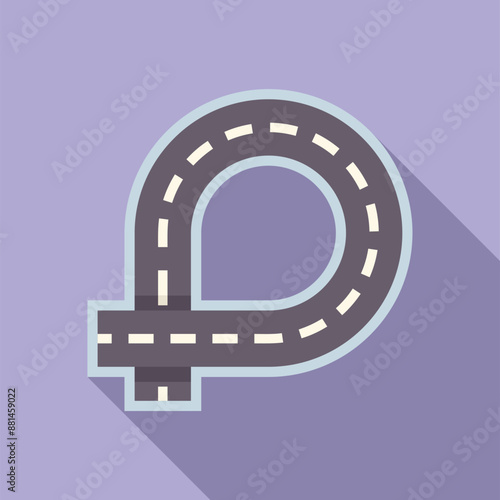 Winding road turning back making u turn on purple background