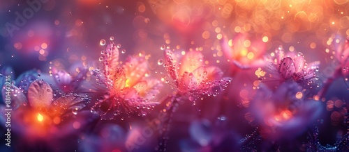 a bunch of purple flowers with water droplets on them.