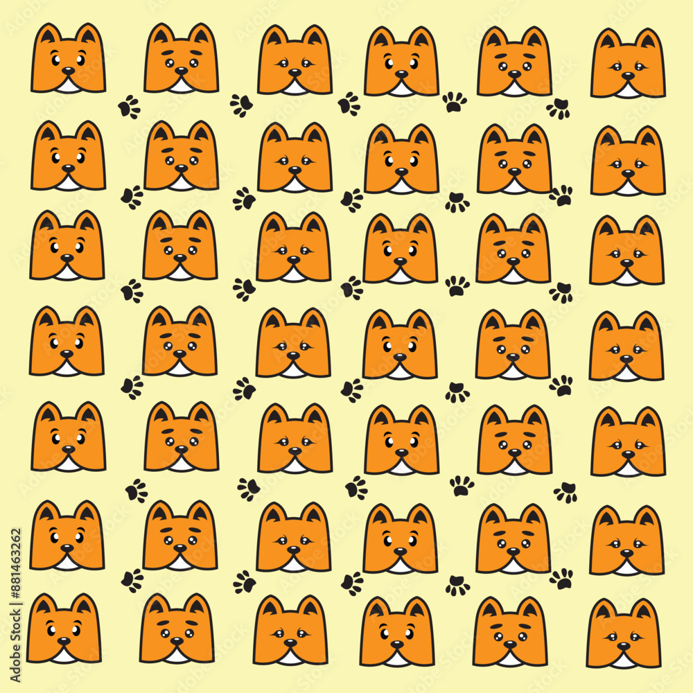 seamless cute dog and paw pattern seamless cute dog and paw pattern