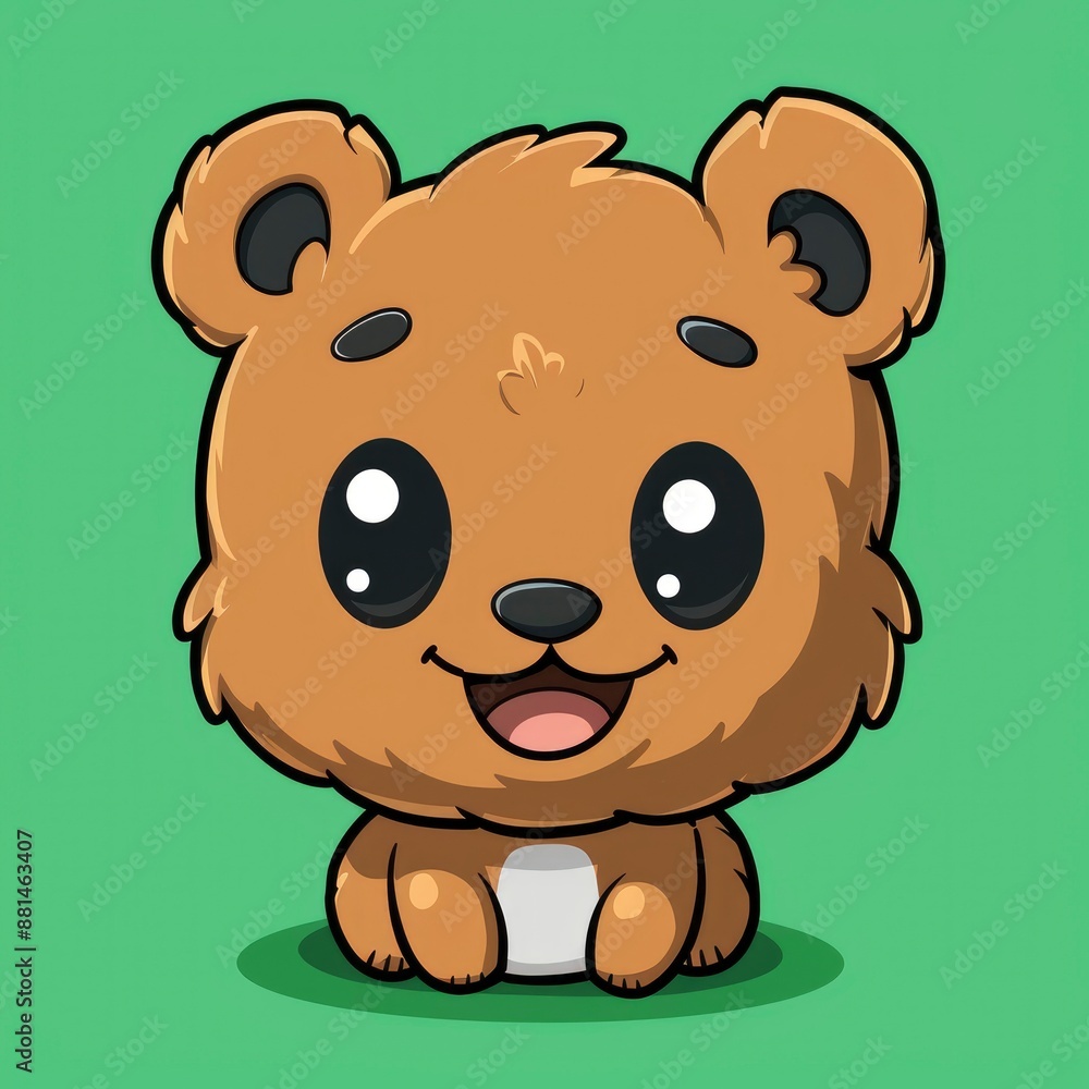 cute bear logo, simple flat, design with white and brown fur, heart shape against a green background, minimalist, color blocks cute bear logo, simple flat, design with white and brown fur, heart shape against a green background, minimalist, color blocks
