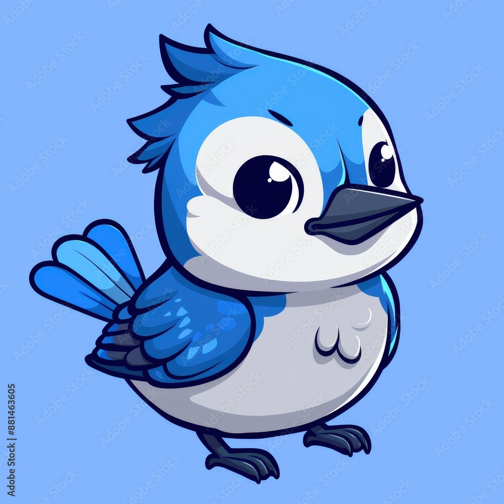 cute blue jay logo, simple flat, design with blue and white feathers, branch shape against a light blue background, minimalist, color blocks cute blue jay logo, simple flat, design with blue and white feathers, branch shape against a light blue background, minimalist, color blocks
