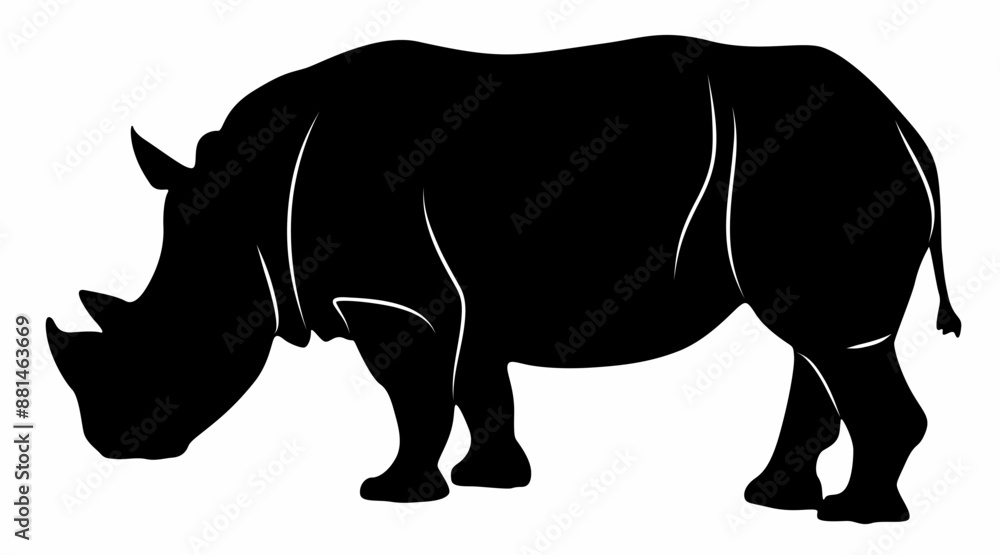 Fototapeta premium white background rhino silhouette vector