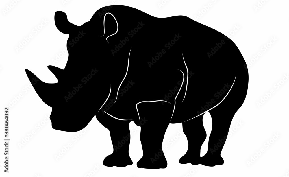 Obraz premium white background rhino silhouette vector