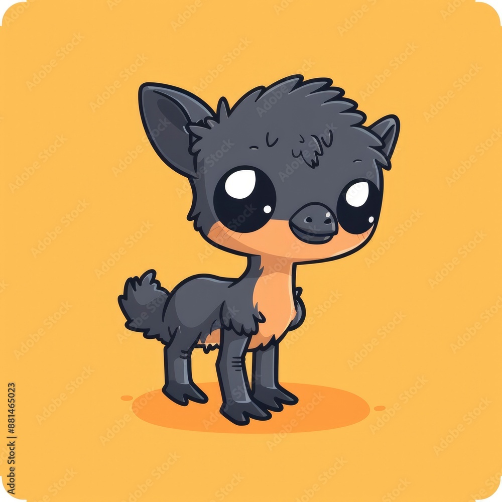 Naklejka premium cute emu logo, simple flat, design with brown feathers, plains shape against a yellow background, minimalist, color blocks