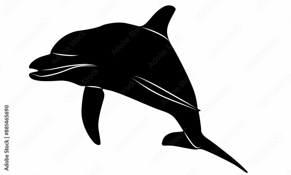 Fototapeta premium dolphin vector silhouette white background