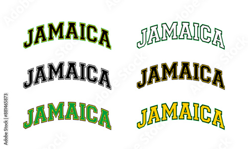 Jamaica Retro College Varsity Lettering Typography Print Graphic T-Shirt Sweatshirt Hoodie Arched Text Vector Design