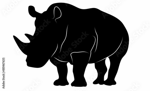 white background rhino silhouette vector