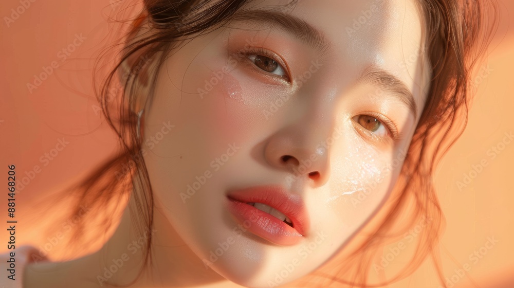 Young asian woman k-beauty makeup skincare commercial. Young asian woman k-beauty makeup skincare commercial.