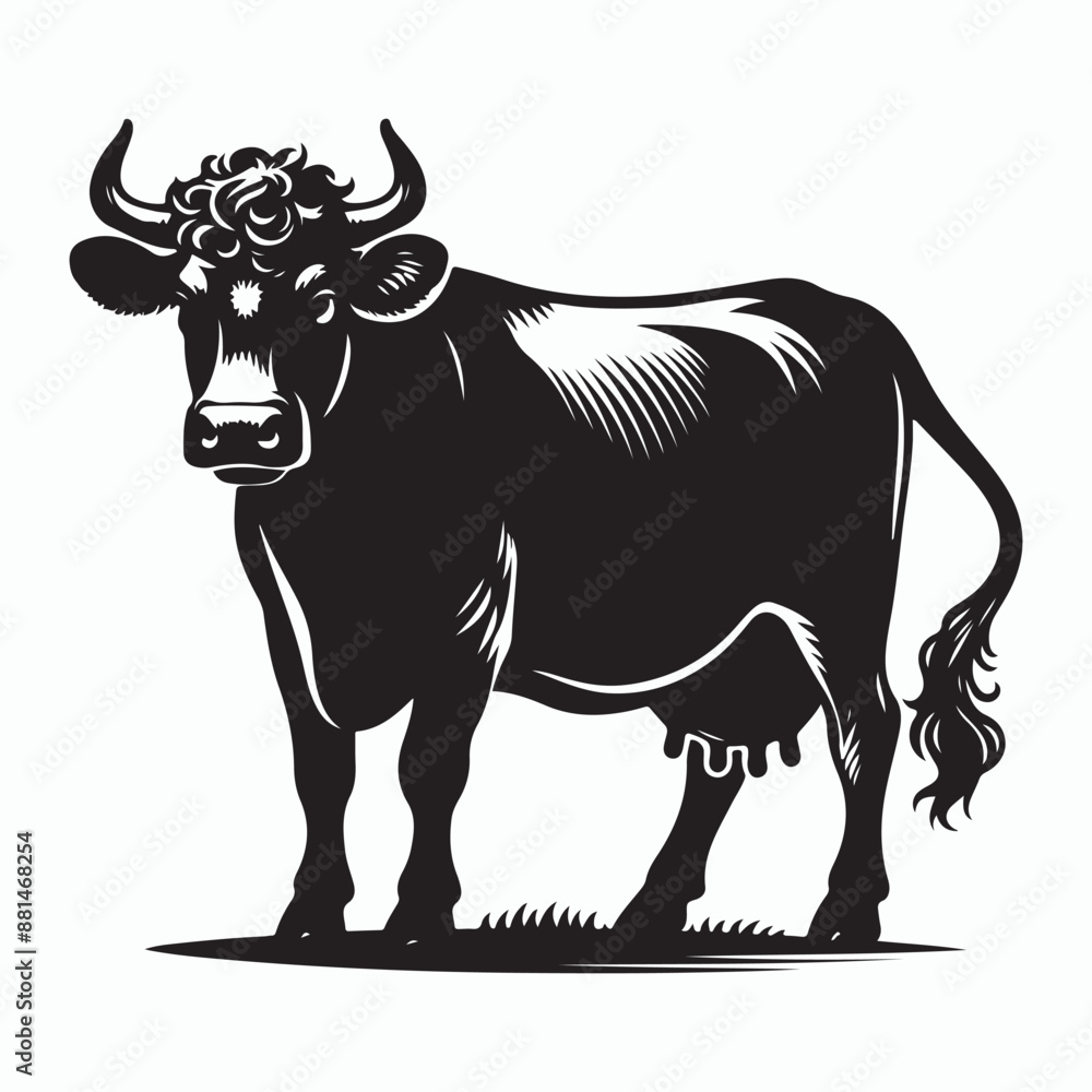 cow silhouette vector on white background cow silhouette vector on white background