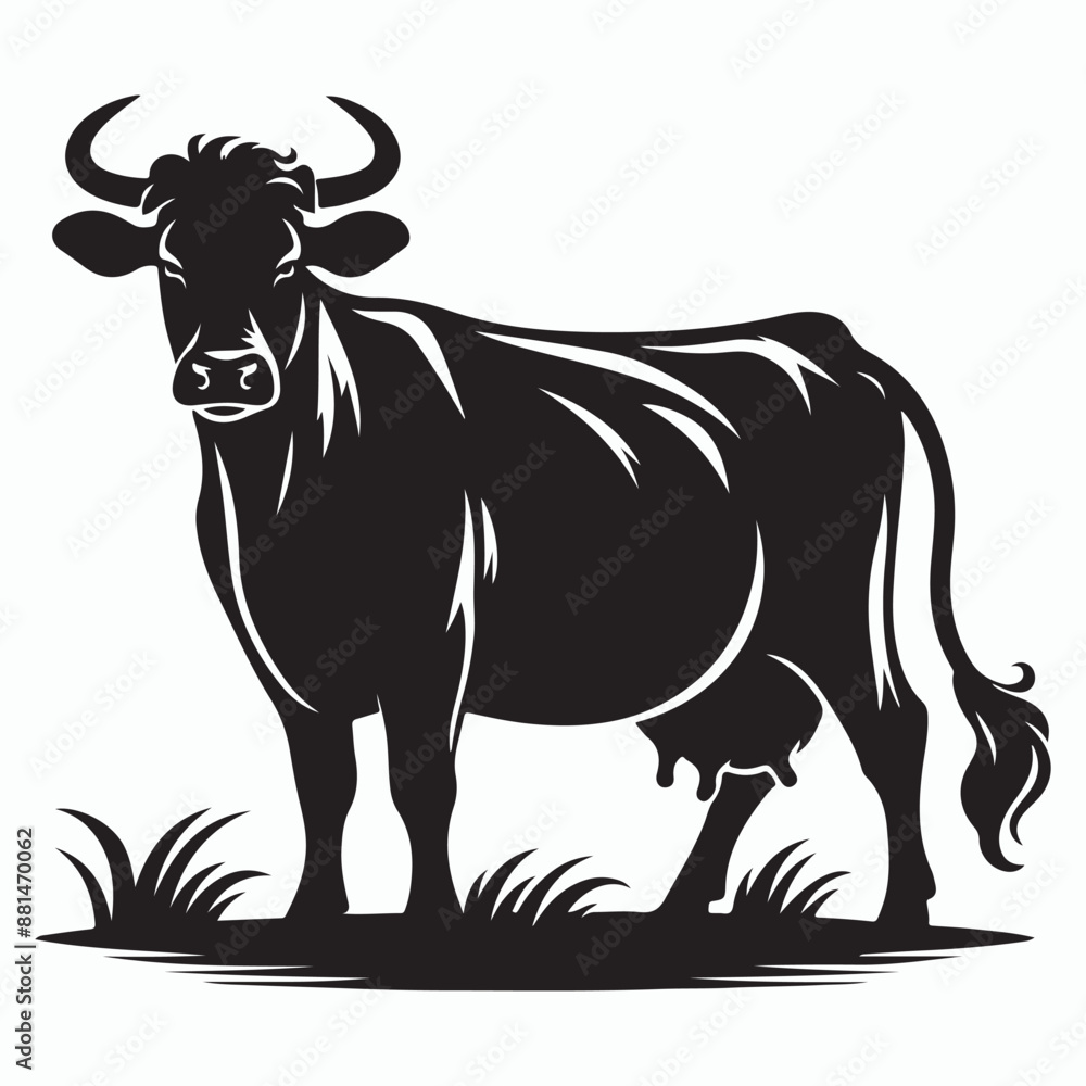 Fototapeta premium cow silhouette vector on white background