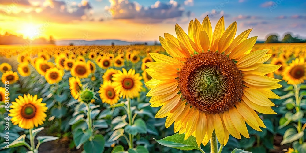 Vibrant sunflower field with close-up of flowers , sunflowers, field, nature, bright, yellow, petals, blooming, summer Vibrant sunflower field with close-up of flowers , sunflowers, field, nature, bright, yellow, petals, blooming, summer
