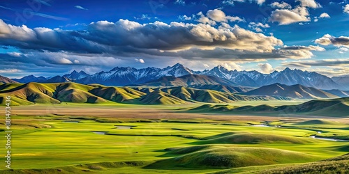 Vast and beautiful Kalajun Grassland in Xinjiang, China , grassland, Kalajun, Tekes County, southeastern, landscape, nature photo