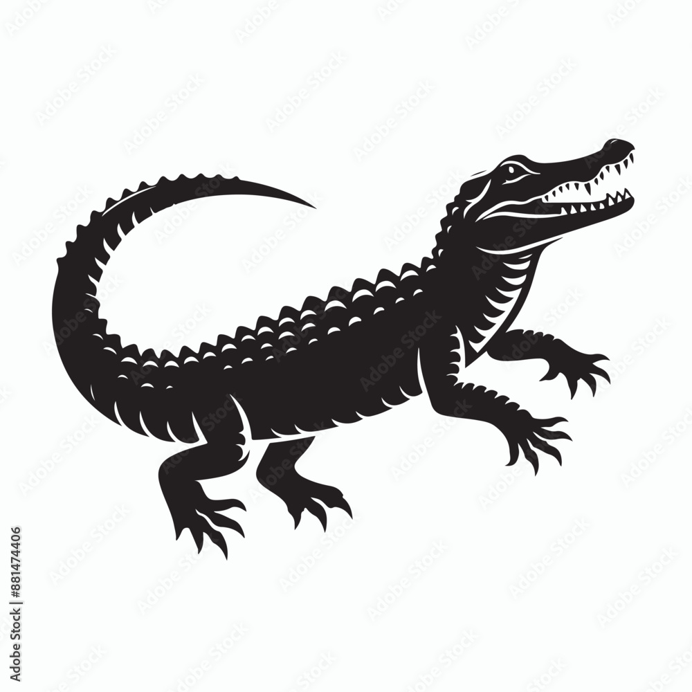 Crocodile silhouette vector on white background Crocodile silhouette vector on white background