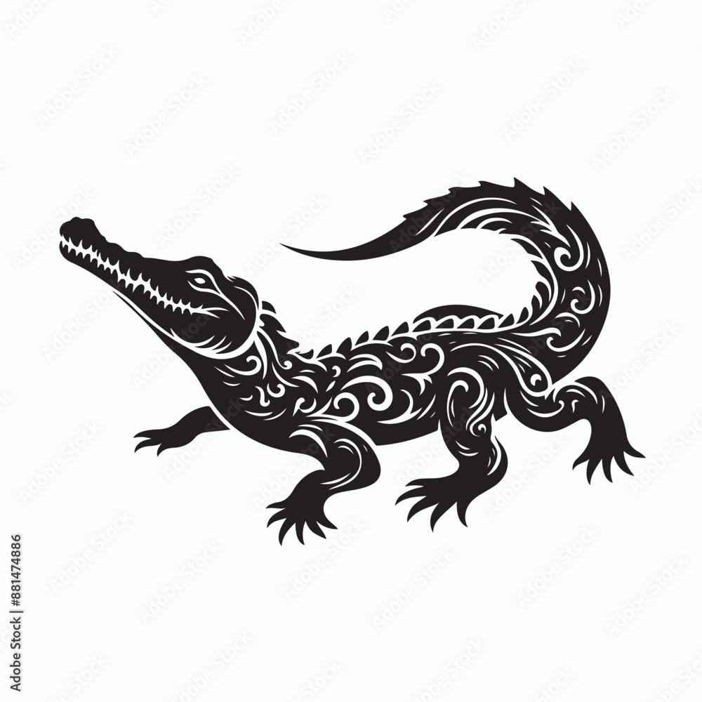 Fototapeta premium Crocodile silhouette vector on white background