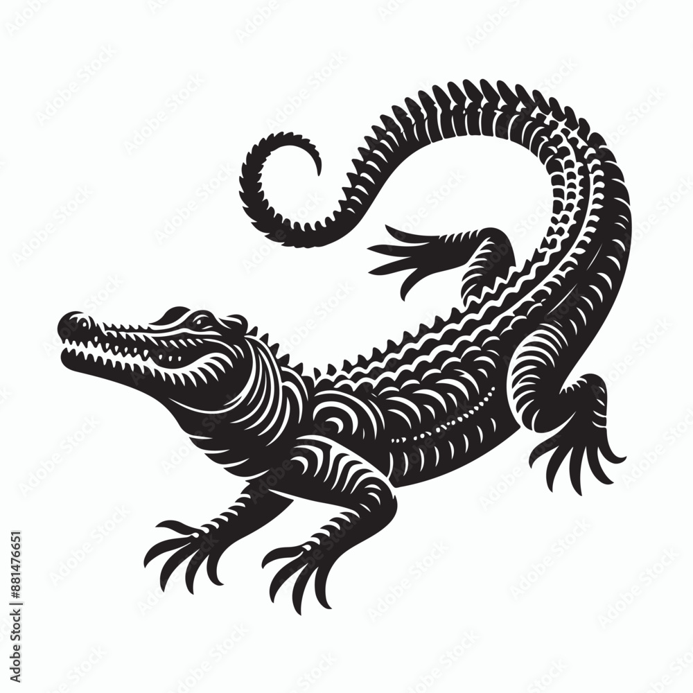 Crocodile silhouette vector on white background Crocodile silhouette vector on white background