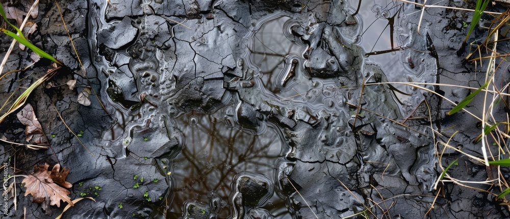 Panoramic close-up, high detail scan of swamp mud texture, Generative AI Panoramic close-up, high detail scan of swamp mud texture, Generative AI