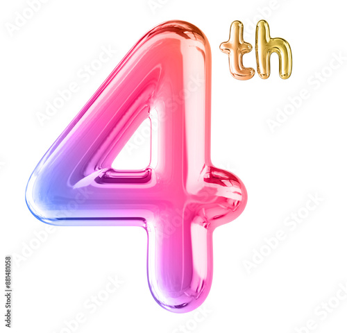 4th Anniversary Gradient Number 3D