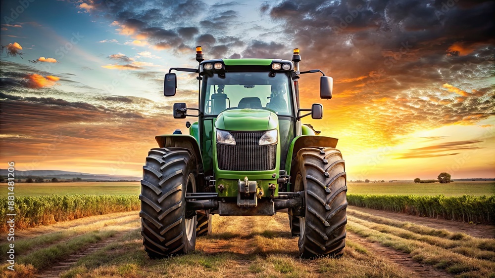 Modern agricultural tractor, front view, agriculture, machine, farm, equipment, vehicle, field, technology, front, farmer Modern agricultural tractor, front view, agriculture, machine, farm, equipment, vehicle, field, technology, front, farmer