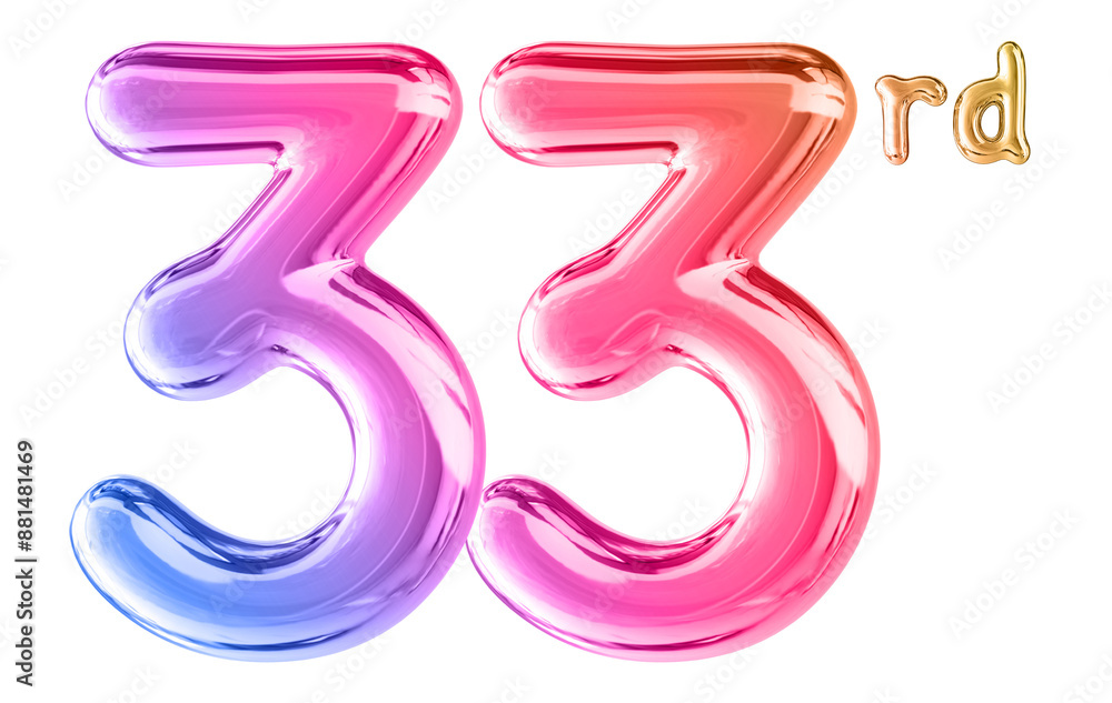 33rd Anniversary Gradient Number 3D 33rd Anniversary Gradient Number 3D