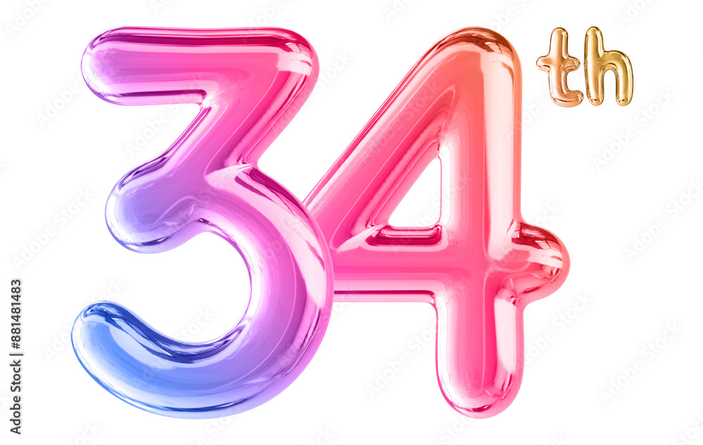 34th Anniversary Gradient Number 3D 34th Anniversary Gradient Number 3D