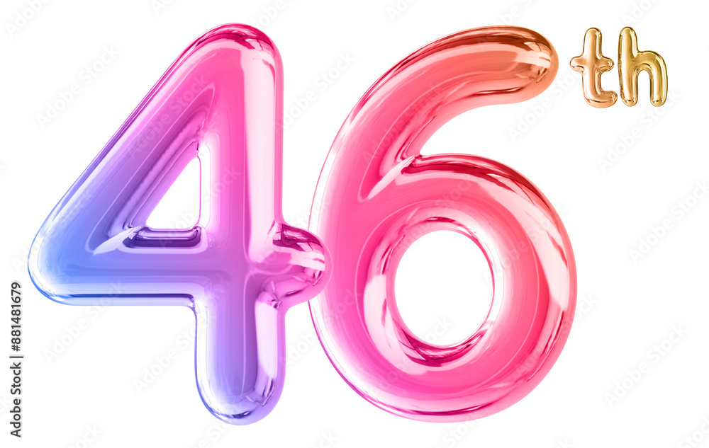 46th Anniversary Gradient Number 3D