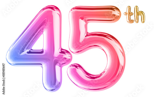 45th Anniversary Gradient Number 3D