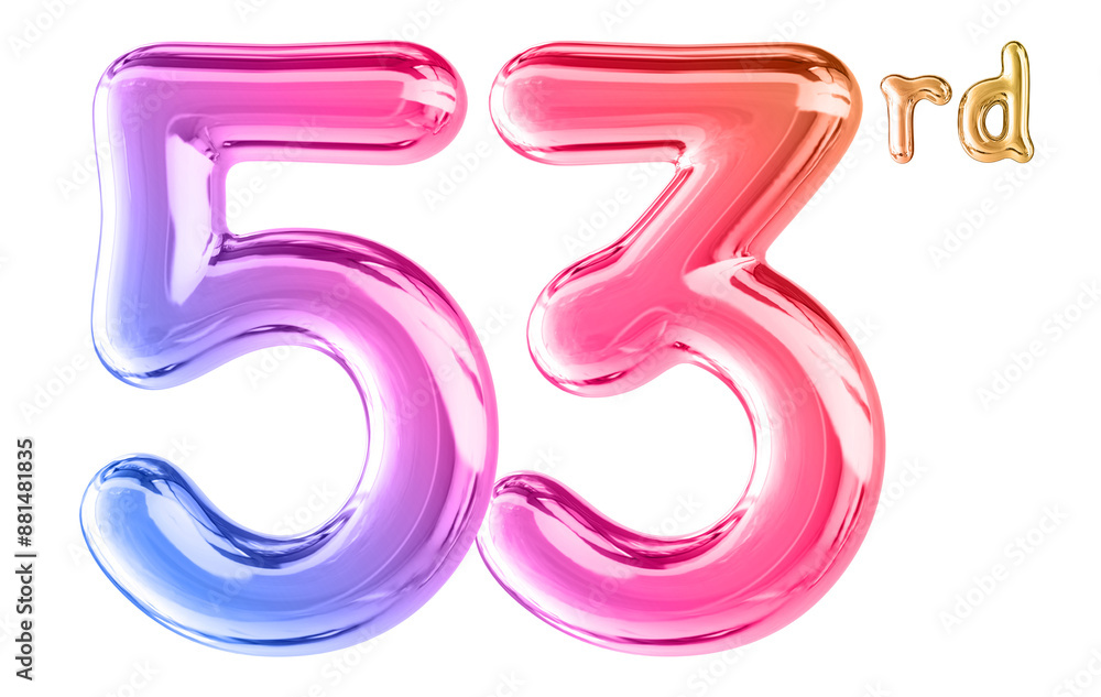 53rd Anniversary Gradient Number 3D 53rd Anniversary Gradient Number 3D